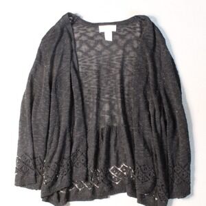 Fashion‎ Avenue Women's 2X Open Knit Cardigan Black Long Sleeve Lightweight